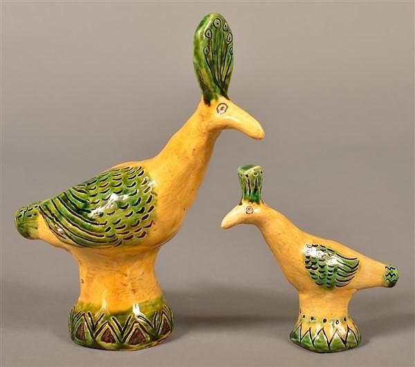 Appraisal: Susan Campbell Redware Bird Whistles Two Susan Campbell Bryn Mawr