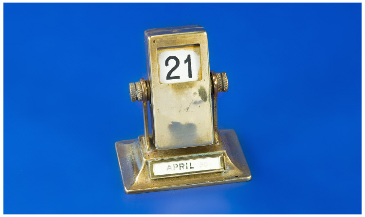 Appraisal: Brass Rotating Desk Calendar