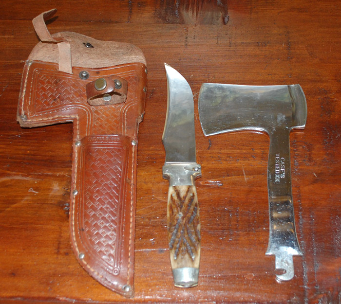 Appraisal: CASE HATCHET KNIFE COMBO SET interchangeable stag grip knife blade