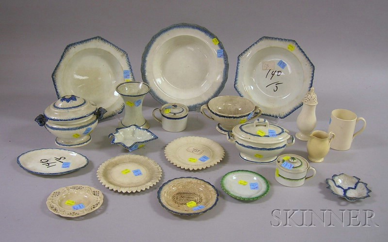 Appraisal: Twenty Pieces of English Leeds-type Feather-edge Pearlware and Assorted Creamware