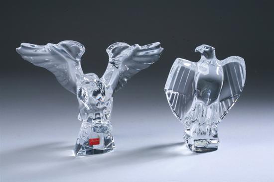 Appraisal: TWO BACCARAT GLASS FIGURES OF EAGLES - in high largest