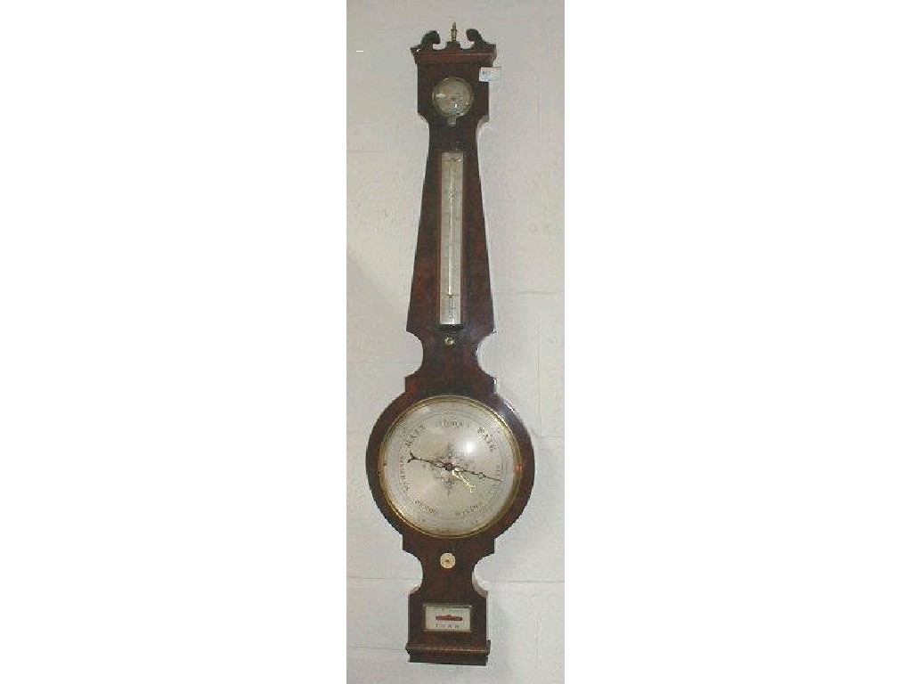 Appraisal: A thC mahogany cased wheel barometer by J Croce of