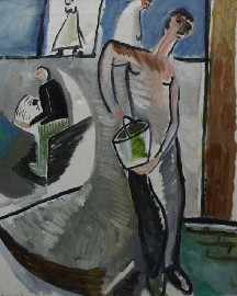 Appraisal: Mark Schaller born Man with a Bucket Kings Cross oil