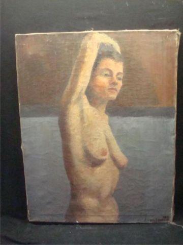 Appraisal: Two Oil Paintings - oil on canvas of nude -oil