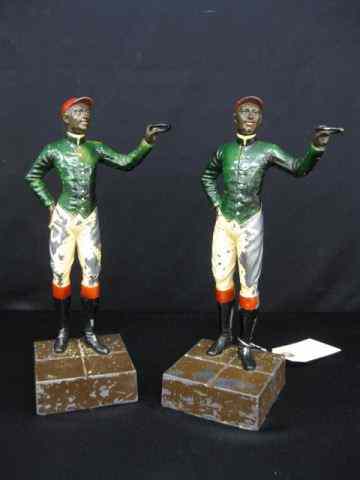 Appraisal: Pair of Figural Jockey Bookends '' deco era