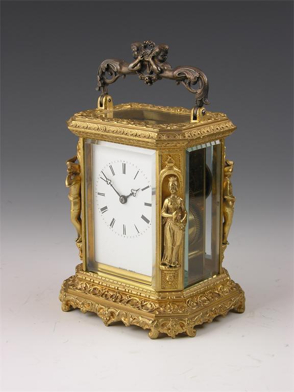 Appraisal: A French gilt brass carriage clock