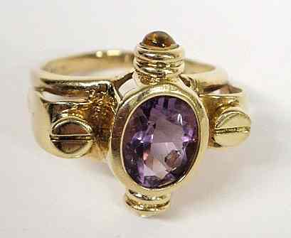 Appraisal: Ladies amethyst citrine and k gold ring center oval cut