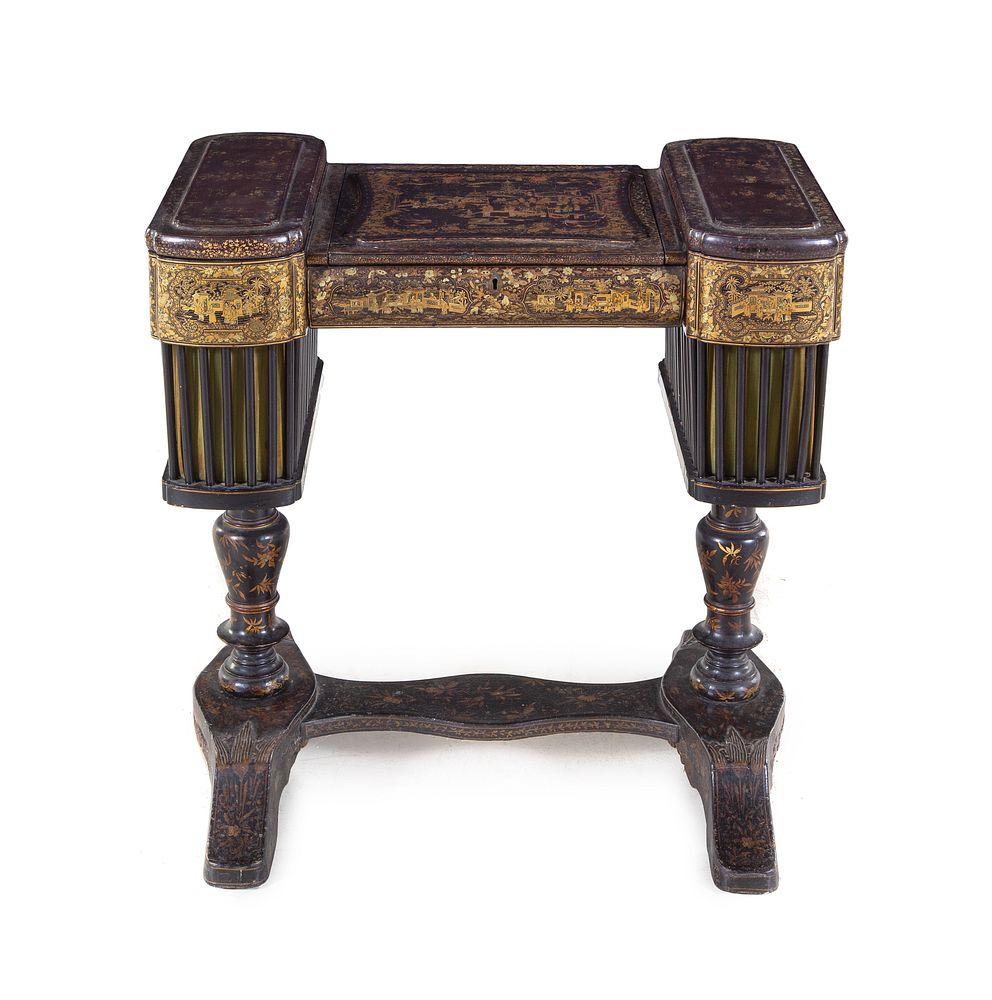 Appraisal: A Chinese Export Lacquered Work Table A Chinese Export Lacquered