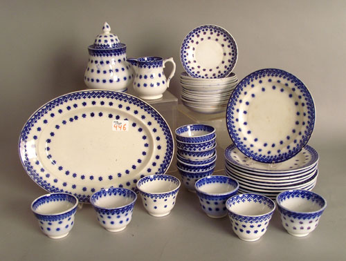 Appraisal: Flow blue china th c in the snowflake pattern to