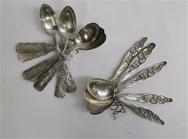 Appraisal: THIRTEEN STERLING SILVER TEASPOONS a set of English hallmarked Sterling