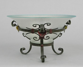 Appraisal: A Steuben Verre de Soie Bowl on a Metal Stand