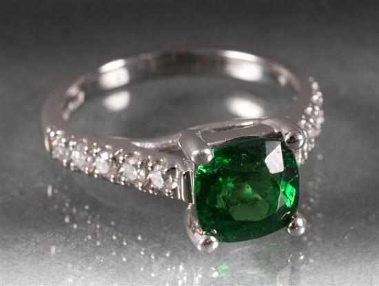 Appraisal: Platinum diamond and tsavorite ring size Estimate - Any condition