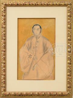 Appraisal: MIXED MEDIA PAINTING th century Japan The image depicting a