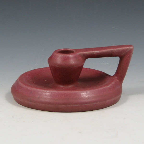 Appraisal: Fulper handled chamberstick with matte red glaze Marked with Fulper