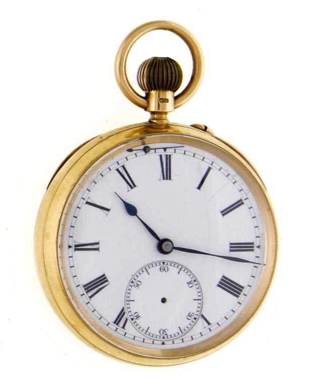 Appraisal: AN CT GOLD KEYLESS LEVER WATCH with enamel dial roman