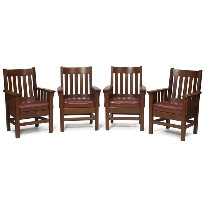 Appraisal: Good J M Young armchairs set of four five vertical