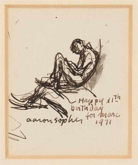 Appraisal: Aaron Sopher American - Seated Figure Reading on Steps pen