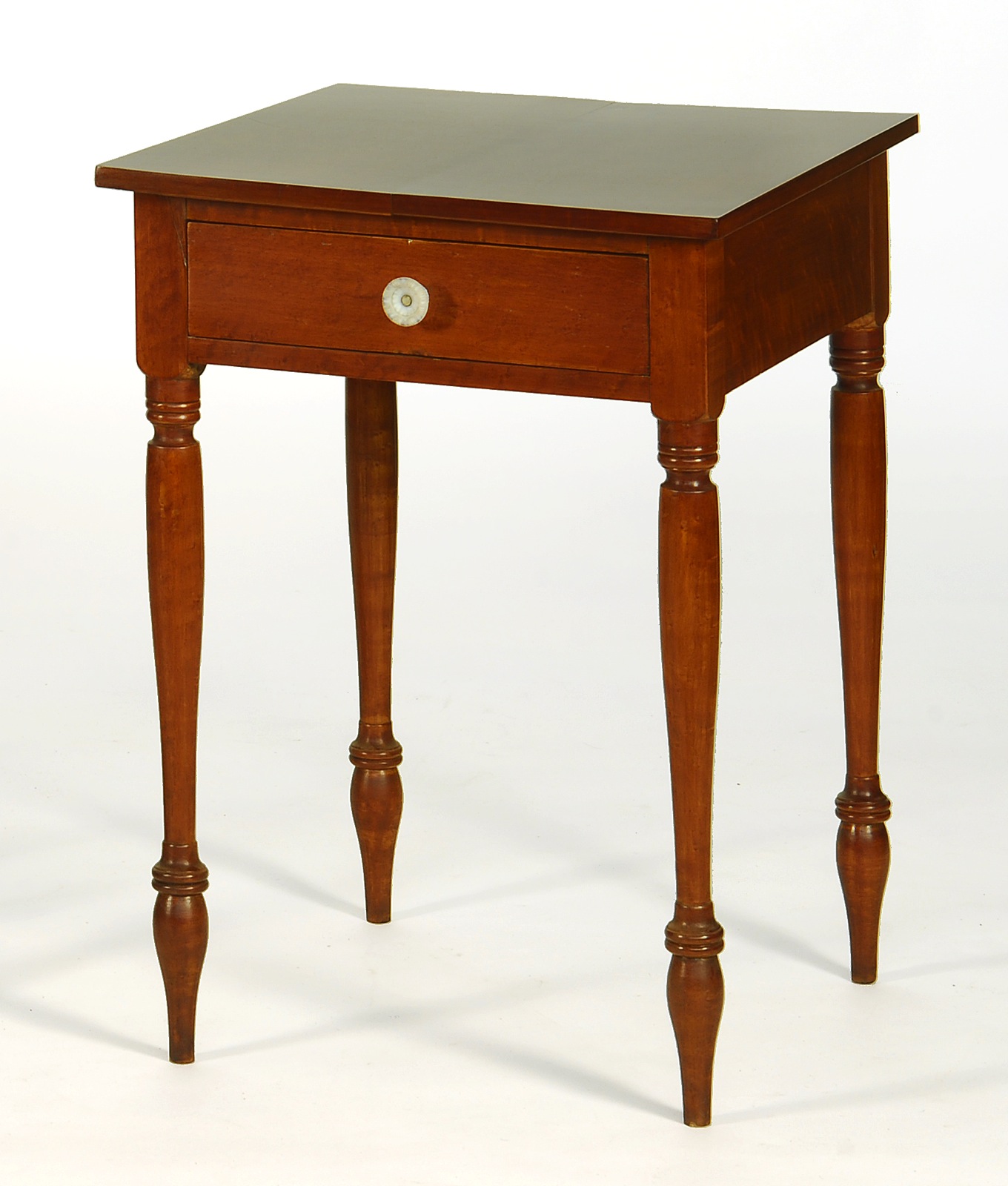 Appraisal: ANTIQUE AMERICAN COUNTRY SHERATON ONE-DRAWER STAND Circa In bird's-eye maple