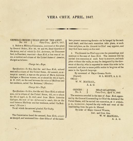 Appraisal: MEXICAN WAR Vera Cruz April General Orders No Vera Cruz