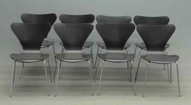 Appraisal: Set of eight stacking Fritz Hansen Designed by Arne Jacobsen