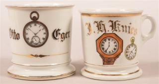 Appraisal: Two Porcelain Occupational Shaving Mugs Two Porcelain Occupational Shaving Mugs