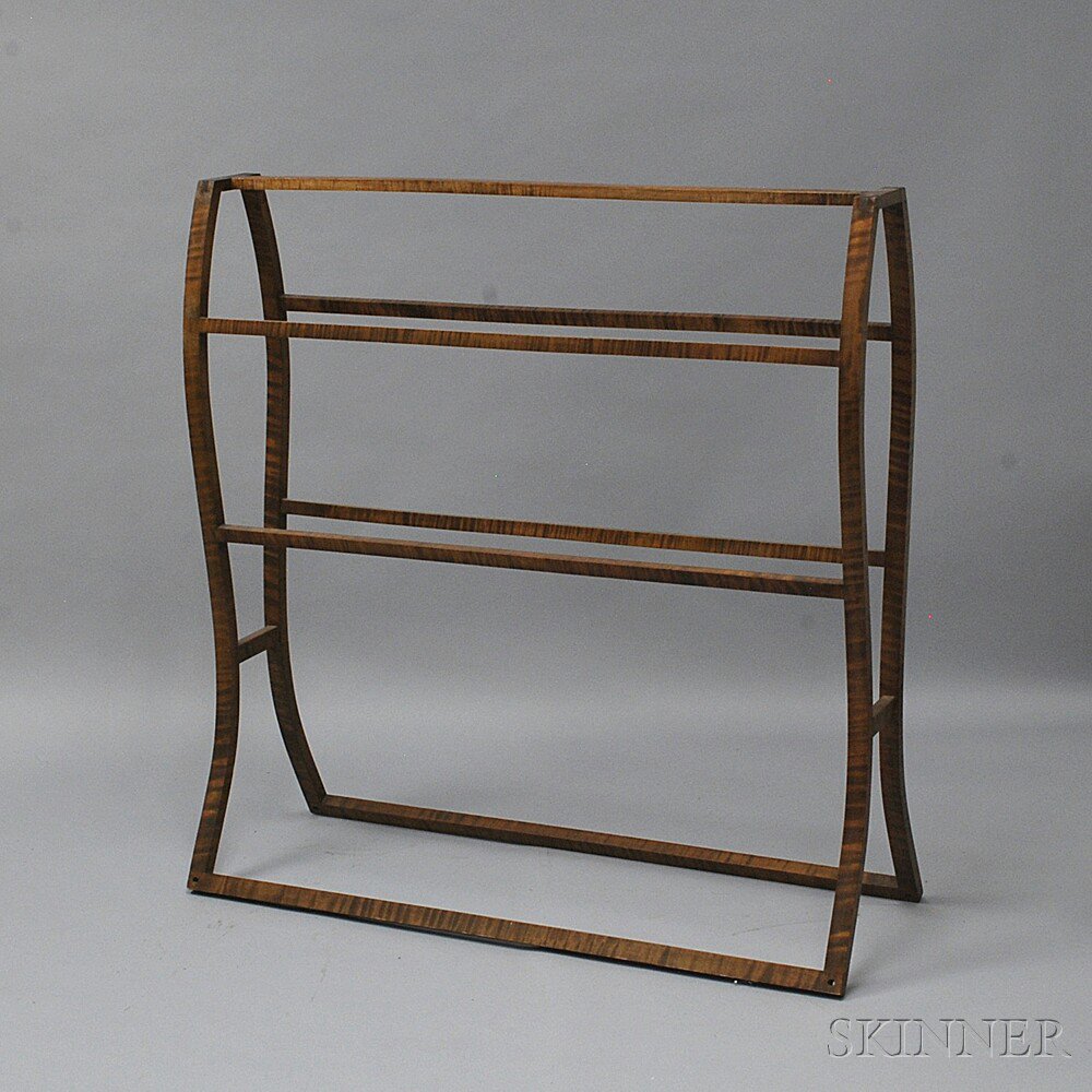 Appraisal: Tiger Maple Quilt Rack made from a bed canopy frame