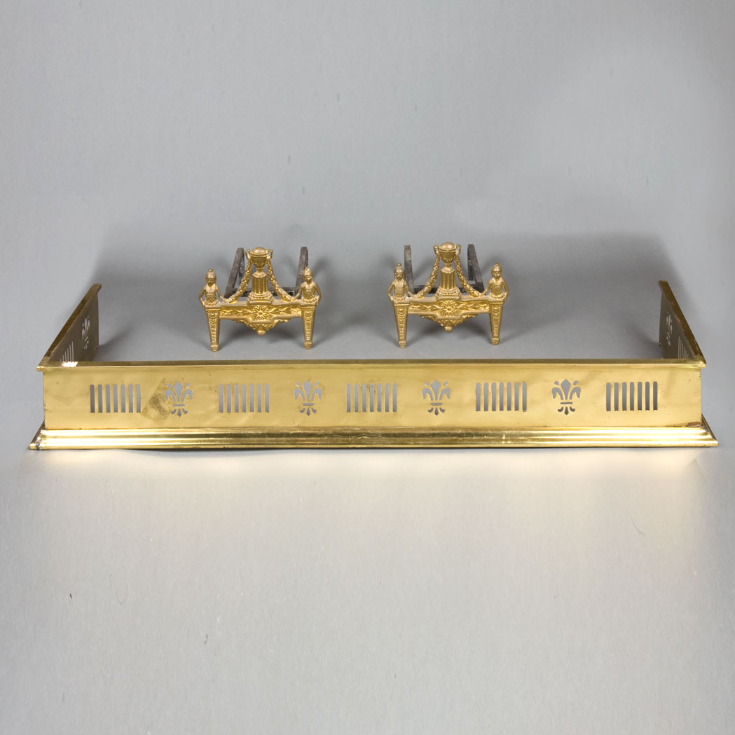 Appraisal: Pair of Neoclassical Style Gilt-Bronze Andirons Together with a Brass