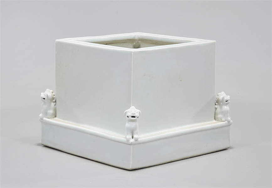 Appraisal: Chinese white glazed porcelain square-form planter x sq approx Condition