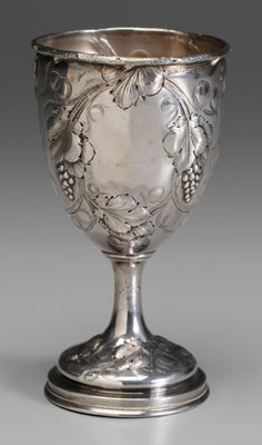 Appraisal: Forbes coin silver goblet repousse and engraved grape and vine