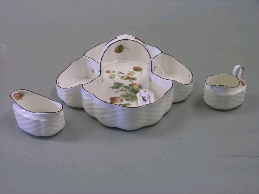 Appraisal: A Coalport bone china strawberry set consisting of handled basket