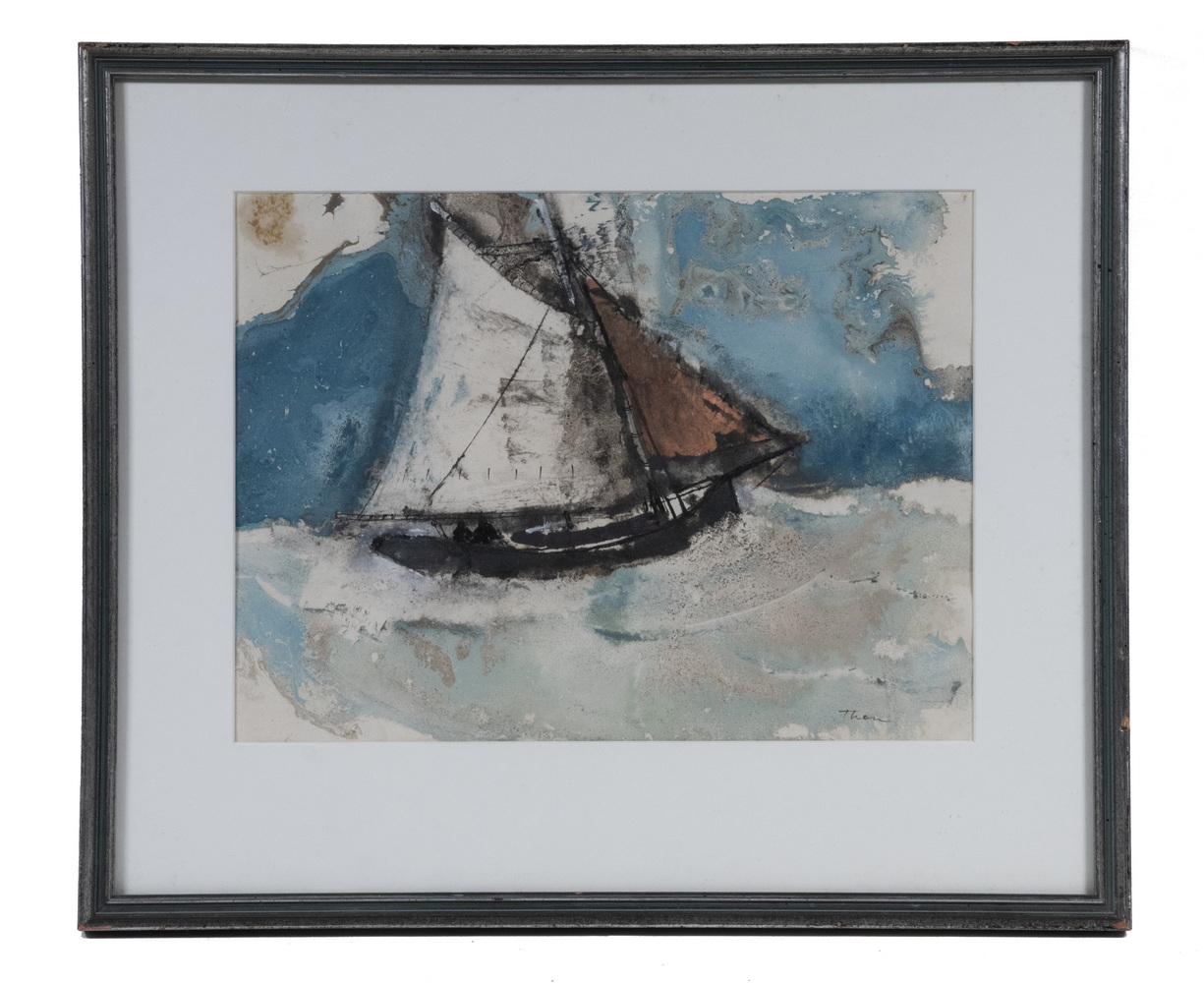 Appraisal: WILLIAM THON PORT CLYDE MAINE - Setting Out mixed media