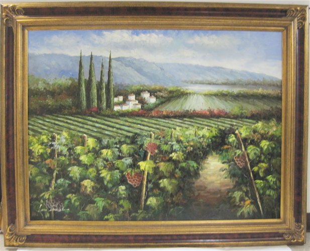 Appraisal: COPY OF A LUCA DANIEL OIL ON CANVAS Vineyard in