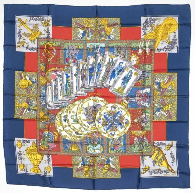 Appraisal: Hermes silk twill scarf Le Tarot pattern original design by