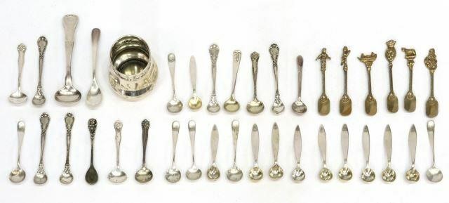 Appraisal: lot of and silver salt cellar and salt spoons highlights