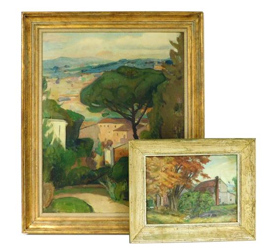 Appraisal: George Davidson Polish-American - pair of oil paintings oil on