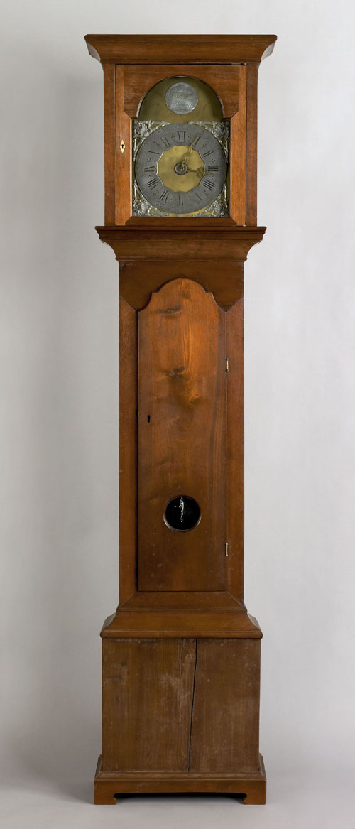 Appraisal: Pennsylvania Queen Anne walnut tall case clock ca the flat