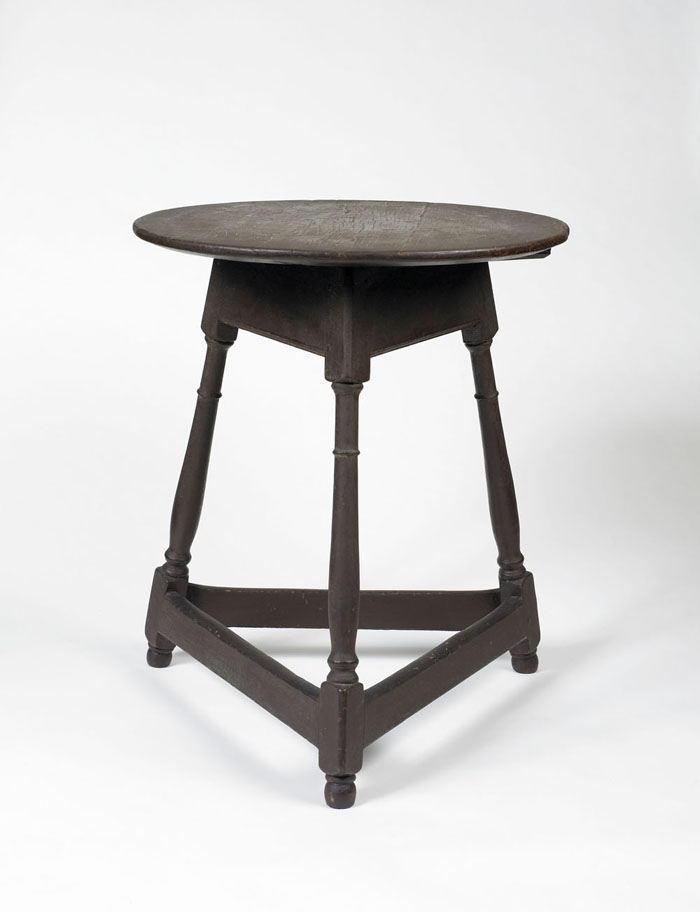 Appraisal: EARLY AMERICAN TRIANGULAR TAVERN TABLE The round top with chamfered