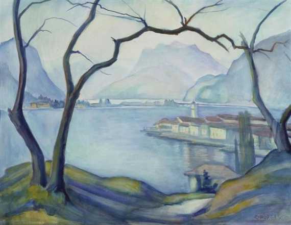 Appraisal: PORGES CLARA Berlin - Samedan Lake landscape in Ticino Watercolour