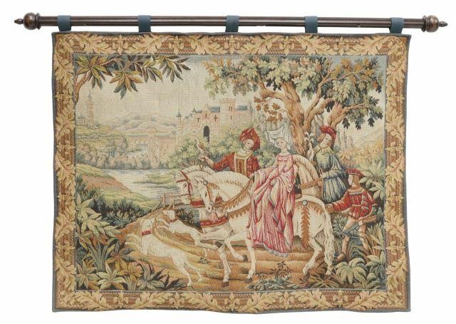 Appraisal: Machine-woven hanging tapestry La Chasse Royale Marc Waymel for the