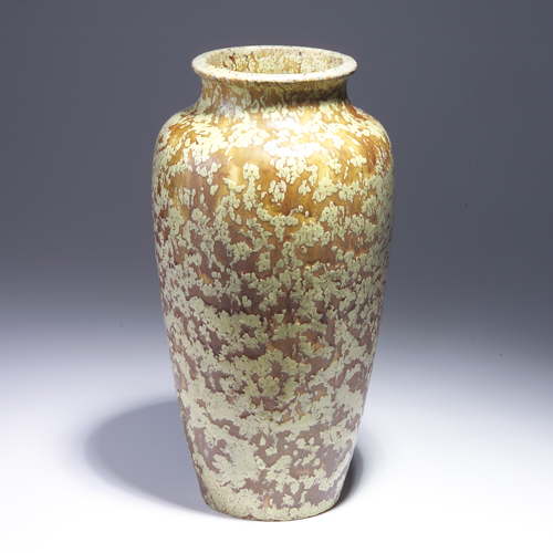 Appraisal: Fine and rare WELLER Frosted Matt vase with curdled yellow-green