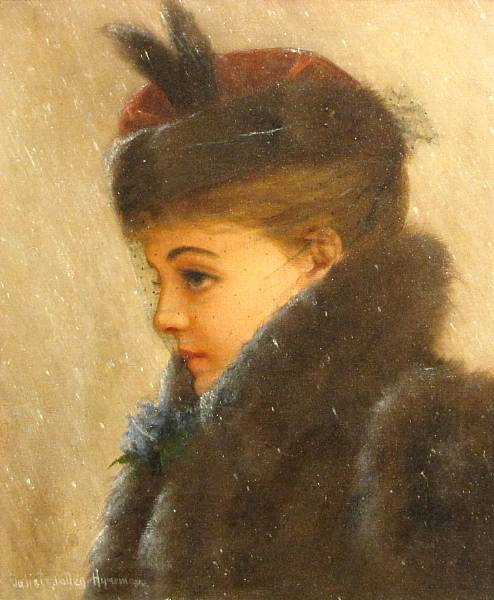 Appraisal: Juliet Jolley Hyneman American - Young woman with a fur