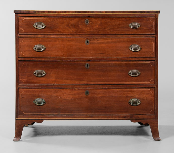 Appraisal: Federal Inlaid Walnut Chest of Drawers Pennsylvania circa figured walnut