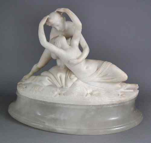 Appraisal: A Continental carved marble group of Cupid and Psyche on