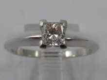 Appraisal: A hallmarked carat white gold princess cut diamond solitaire ring