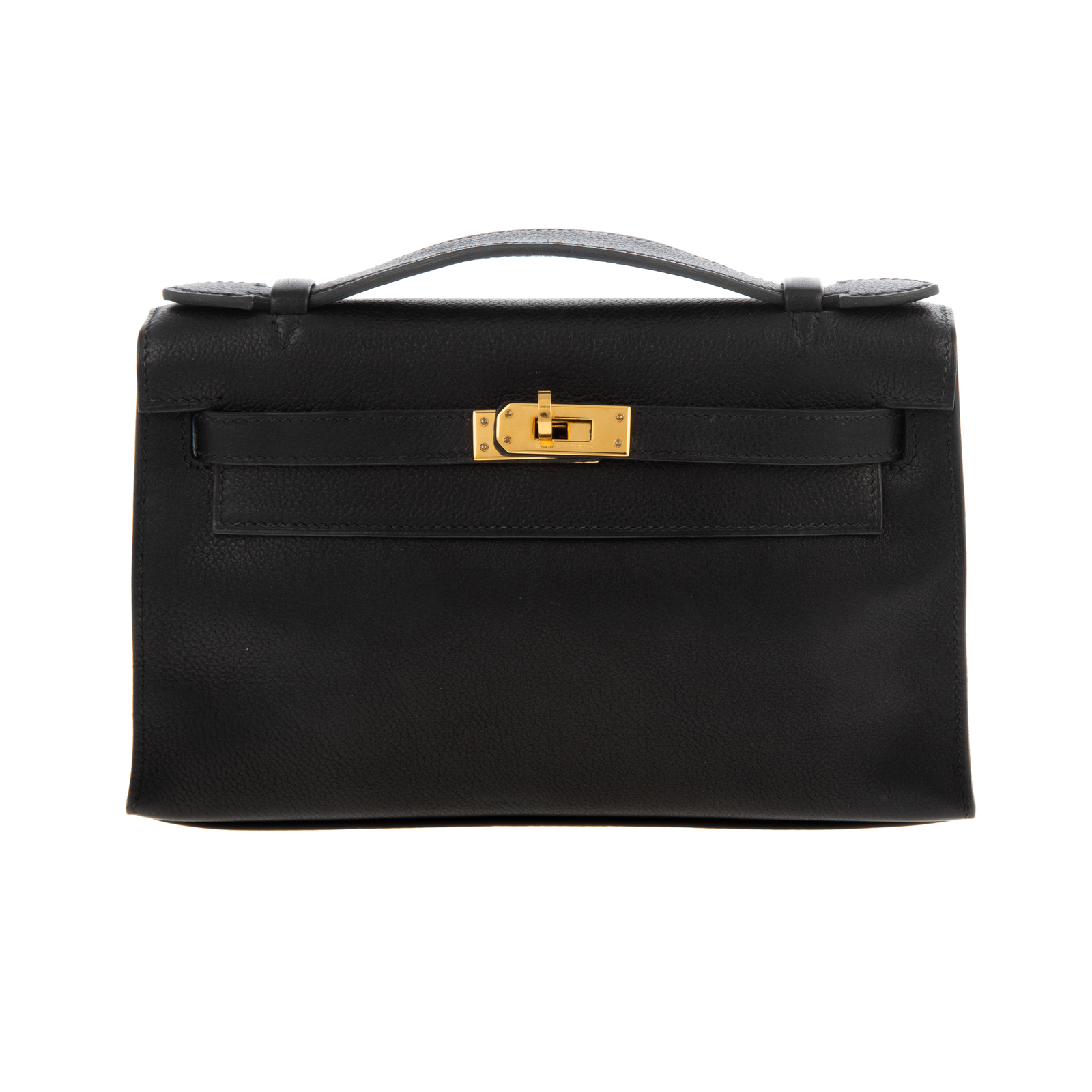 Appraisal: AN HERMES KELLY POCHETTE A Noir Evergrain leather Hermes Kelly