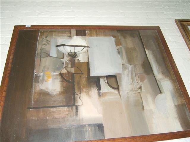 Appraisal: Mid th Century English School - Abstract still life inscribed