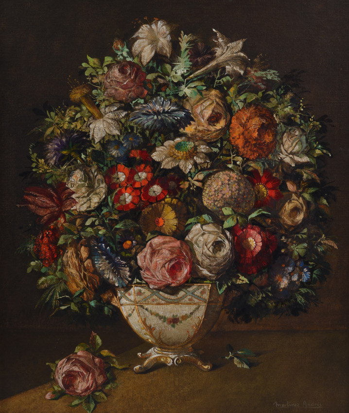 Appraisal: ANDRES Martinez American th Century Elaborate Floral Still Life with