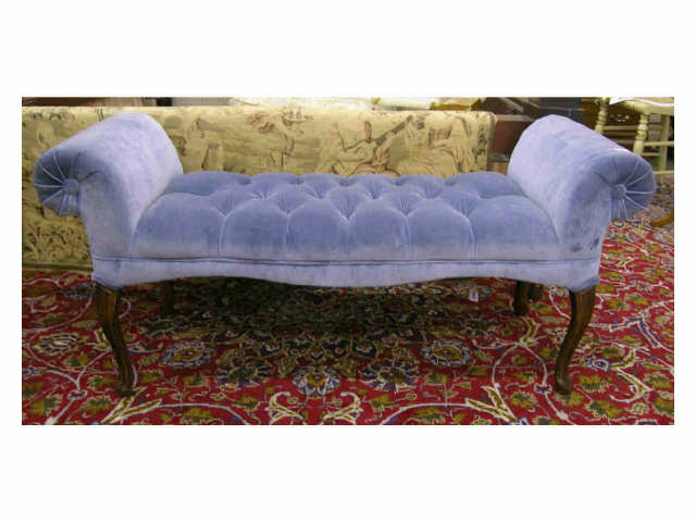 Appraisal: Upholstered window seat bench with Queen Anne legs and buttoned