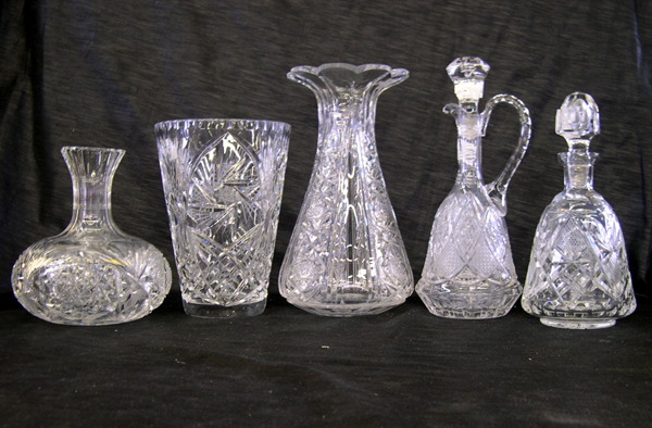 Appraisal: Five-Piece Group of Cut Glass Items consisting of an American