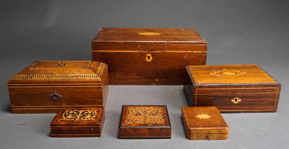 Appraisal: COLLECTION OF INLAID WOOD BOXESCollection of Inlaid Wood Boxes